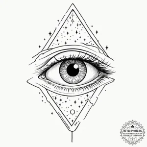 Tattoo sketch, zenith point, cosmic eye, a si... - эскиз тату (№1752372212_0, 13.07.2025 02:03) — tattoo-photo.ru