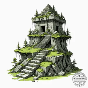 Tattoo sketch, ziggurat of forgotten gods (di... - эскиз тату (№1752372638_0, 13.07.2025 02:10) — tattoo-photo.ru