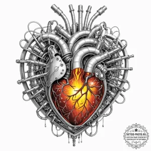 Tattoo sketch, radiant reactor heart, a styli... - эскиз тату (№1752372995_0, 13.07.2025 02:16) — tattoo-photo.ru