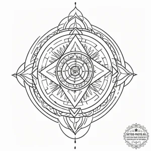 Tattoo sketch, yantra of yoked consciousness,... - эскиз тату (№1752373333_0, 13.07.2025 02:22) — tattoo-photo.ru