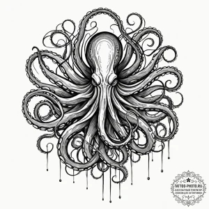 Tattoo sketch, kraken of the deep web, a mass... - эскиз тату (№1752374000_0, 13.07.2025 02:33) — tattoo-photo.ru