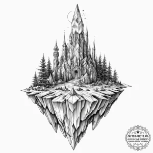 Tattoo sketch, quartz crystal data spire, a m... - эскиз тату (№1752374928_0, 13.07.2025 02:48) — tattoo-photo.ru