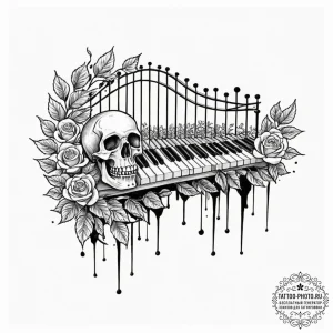 Tattoo sketch, xylophone bridge, harmonic dat... - эскиз тату (№1752375267_0, 13.07.2025 02:54) — tattoo-photo.ru