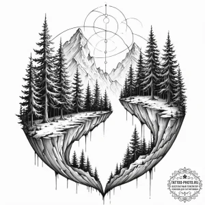 Tattoo sketch, two worlds, one thread, two di... - эскиз тату (№1752376198_0, 13.07.2025 03:09) — tattoo-photo.ru