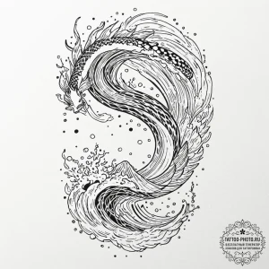 Tattoo sketch, freefall through data stream,... - эскиз тату (№1752376620_0, 13.07.2025 03:17) — tattoo-photo.ru