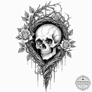 Tattoo sketch, urban druid's staff, a gnarled... - эскиз тату (№1752376874_0, 13.07.2025 03:21) — tattoo-photo.ru