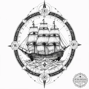 Tattoo sketch, maritime marauder, digital com... - эскиз тату (№1752377548_0, 13.07.2025 03:32) — tattoo-photo.ru