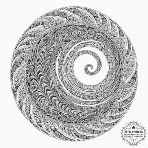 Tattoo sketch, recursive wave pattern, a sing... - эскиз тату (№1752377636_0, 13.07.2025 03:33) — tattoo-photo.ru