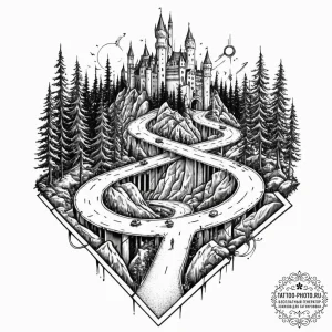 Tattoo sketch, junction of realities, a singl... - эскиз тату (№1752377802_0, 13.07.2025 03:36) — tattoo-photo.ru