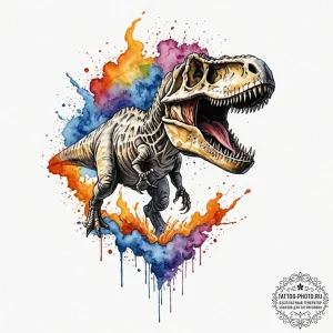 Tattoo sketch, disappearing dinosaur fossil,... - эскиз тату (№1752378054_0, 13.07.2025 03:40) — tattoo-photo.ru