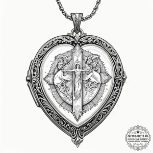 Tattoo sketch, keepsake locket, digital photo... - эскиз тату (№1752379586_0, 13.07.2025 04:06) — tattoo-photo.ru