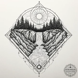 Tattoo sketch, data stream waterfall, a majes... - эскиз тату (№1752379670_0, 13.07.2025 04:07) — tattoo-photo.ru