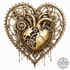 Tattoo sketch, heart of the machine, a styliz... - эскиз тату (№1752379755_0, 13.07.2025 04:09) — tattoo-photo.ru