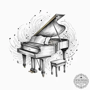 Tattoo sketch, echoing grand piano, a grand p... - эскиз тату (№1752379925_0, 13.07.2025 04:12) — tattoo-photo.ru