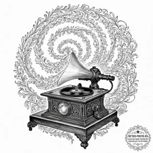 Tattoo sketch, yesteryear's echo, digital rip... - эскиз тату (№1752380347_0, 13.07.2025 04:19) — tattoo-photo.ru