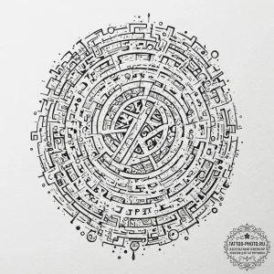 Tattoo sketch, sacred scribe's scroll of code... - эскиз тату (№1752380517_0, 13.07.2025 04:21) — tattoo-photo.ru