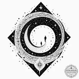 Tattoo sketch, journey through a wormhole, a... - эскиз тату (№1752380855_0, 13.07.2025 04:27) — tattoo-photo.ru