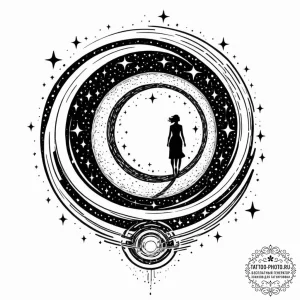 Tattoo sketch, journey through a wormhole, a... - эскиз тату (№1752381278_0, 13.07.2025 04:34) — tattoo-photo.ru