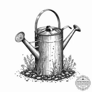 Tattoo sketch, watering can of wisdom (data s... - эскиз тату (№1752381447_0, 13.07.2025 04:37) — tattoo-photo.ru