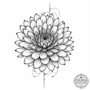 Tattoo sketch, cybernetic chrysanthemum: a de... - эскиз тату (№1752381532_0, 13.07.2025 04:38) — tattoo-photo.ru