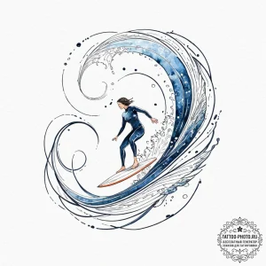 Tattoo sketch, wave of innovation, surfing re... - эскиз тату (№1752382554_0, 13.07.2025 04:55) — tattoo-photo.ru