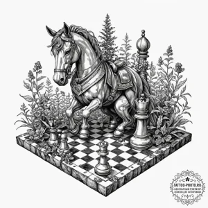 Tattoo sketch, discarded ai chess piece, a be... - эскиз тату (№1752382641_0, 13.07.2025 04:57) — tattoo-photo.ru