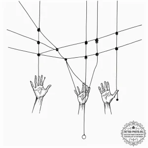 Tattoo sketch, invisible threads of control,... - эскиз тату (№1752382978_0, 13.07.2025 05:02) — tattoo-photo.ru