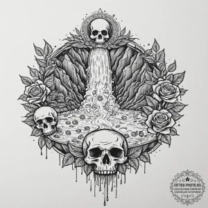 Tattoo sketch, cascading cryptocurrencies: a... - эскиз тату (№1752383063_0, 13.07.2025 05:04) — tattoo-photo.ru
