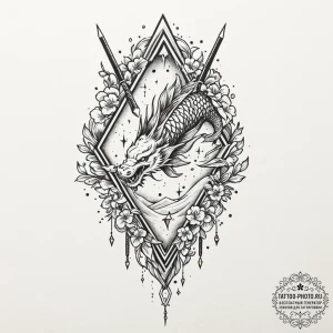Tattoo sketch, quiver of cosmic arrows, an or... - эскиз тату (№1752383236_0, 13.07.2025 05:07) — tattoo-photo.ru