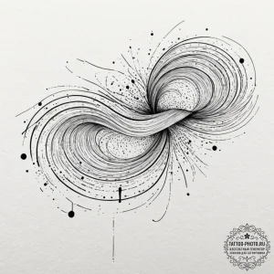 Tattoo sketch, dancing data waves, abstract,... - эскиз тату (№1752383493_0, 13.07.2025 05:11) — tattoo-photo.ru