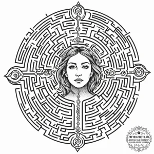Tattoo sketch, luminous labyrinth of self, a... - эскиз тату (№1752384173_0, 13.07.2025 05:22) — tattoo-photo.ru
