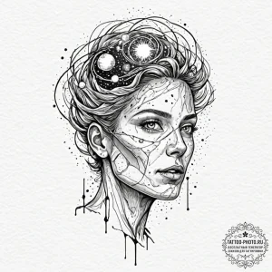 Tattoo sketch, interstellar insight, a styliz... - эскиз тату (№1752384344_0, 13.07.2025 05:25) — tattoo-photo.ru