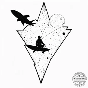 Tattoo sketch, tethered comet rider, a lone f... - эскиз тату (№1752386138_0, 13.07.2025 05:55) — tattoo-photo.ru