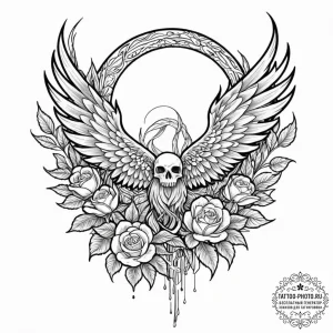 Tattoo sketch, xerophyte phoenix, a phoenix,... - эскиз тату (№1752386648_0, 13.07.2025 06:04) — tattoo-photo.ru