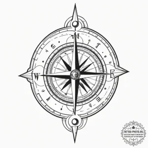 Tattoo sketch, gravity well compass, a styliz... - эскиз тату (№1752386818_0, 13.07.2025 06:06) — tattoo-photo.ru