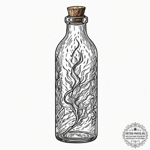 Tattoo sketch, bottled lightning bolt, contai... - эскиз тату (№1752387756_0, 13.07.2025 06:22) — tattoo-photo.ru