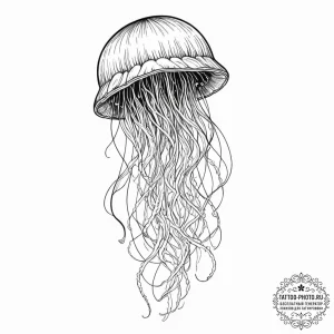 Tattoo sketch, jellyfish jellyfish data swarm... - эскиз тату (№1752387841_0, 13.07.2025 06:24) — tattoo-photo.ru