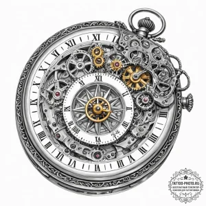 Tattoo sketch, watchmaker's wormhole compass,... - эскиз тату (№1752388100_0, 13.07.2025 06:28) — tattoo-photo.ru