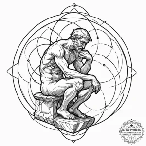 Tattoo sketch, the thinker (rodin), digital c... - эскиз тату (№1752389630_0, 13.07.2025 06:53) — tattoo-photo.ru