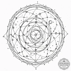 Tattoo sketch, thread of destiny, cosmic loom... - эскиз тату (№1752390305_0, 13.07.2025 07:05) — tattoo-photo.ru