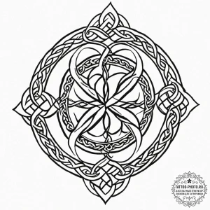 Tattoo sketch, woven tapestry of time (celtic... - эскиз тату (№1752390388_0, 13.07.2025 07:06) — tattoo-photo.ru