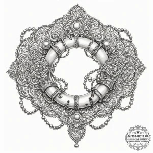 Tattoo sketch, brass knuckles adorned with de... - эскиз тату (№1752390559_0, 13.07.2025 07:09) — tattoo-photo.ru