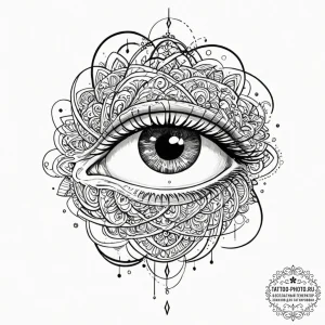 Tattoo sketch, hidden truth in chaos, a swirl... - эскиз тату (№1752390729_0, 13.07.2025 07:12) — tattoo-photo.ru