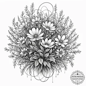 Tattoo sketch, quantum flower bed, a garden b... - эскиз тату (№1752391749_0, 13.07.2025 07:29) — tattoo-photo.ru