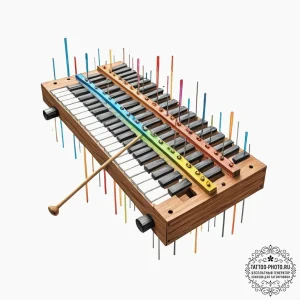 Tattoo sketch, xylophone glitch art, a styliz… — эскиз тату (№1752392005_0, 13.07.2025 07:33) — tattoo-photo.ru