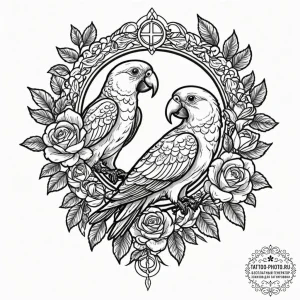 Tattoo sketch, polyglot parrot, a vibrant, co... - эскиз тату (№1752392264_0, 13.07.2025 07:37) — tattoo-photo.ru