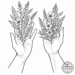 Tattoo sketch, herbalist's cybernetic hands,... - эскиз тату (№1752392689_0, 13.07.2025 07:44) — tattoo-photo.ru