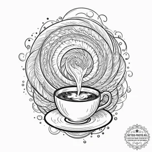 Tattoo sketch, barista’s hand pouring coffee… — эскиз тату (№1752392774_0, 13.07.2025 07:46) — tattoo-photo.ru