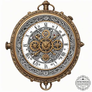 Tattoo sketch, watchmaker's wormhole compass,... - эскиз тату (№1752393034_0, 13.07.2025 07:50) — tattoo-photo.ru