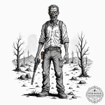 Tattoo sketch, zombie apocalypse survivor, di… — эскиз тату (№1752393120_0, 13.07.2025 07:52) — tattoo-photo.ru